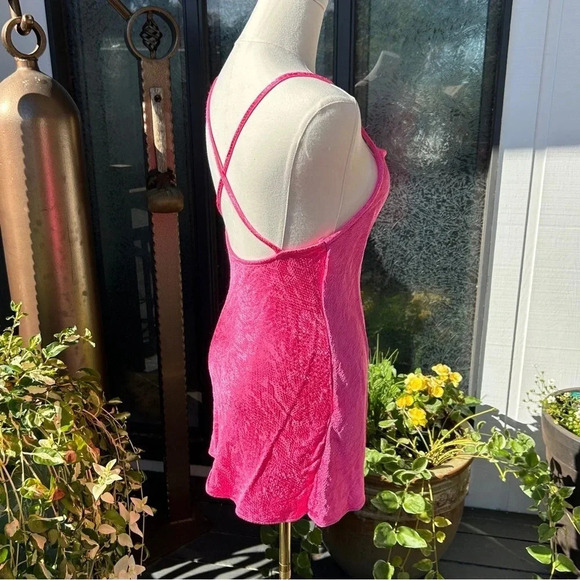 Zara Hot Pink Snakeskin Strappy Open Back Mini Dress - Picture 4 of 12